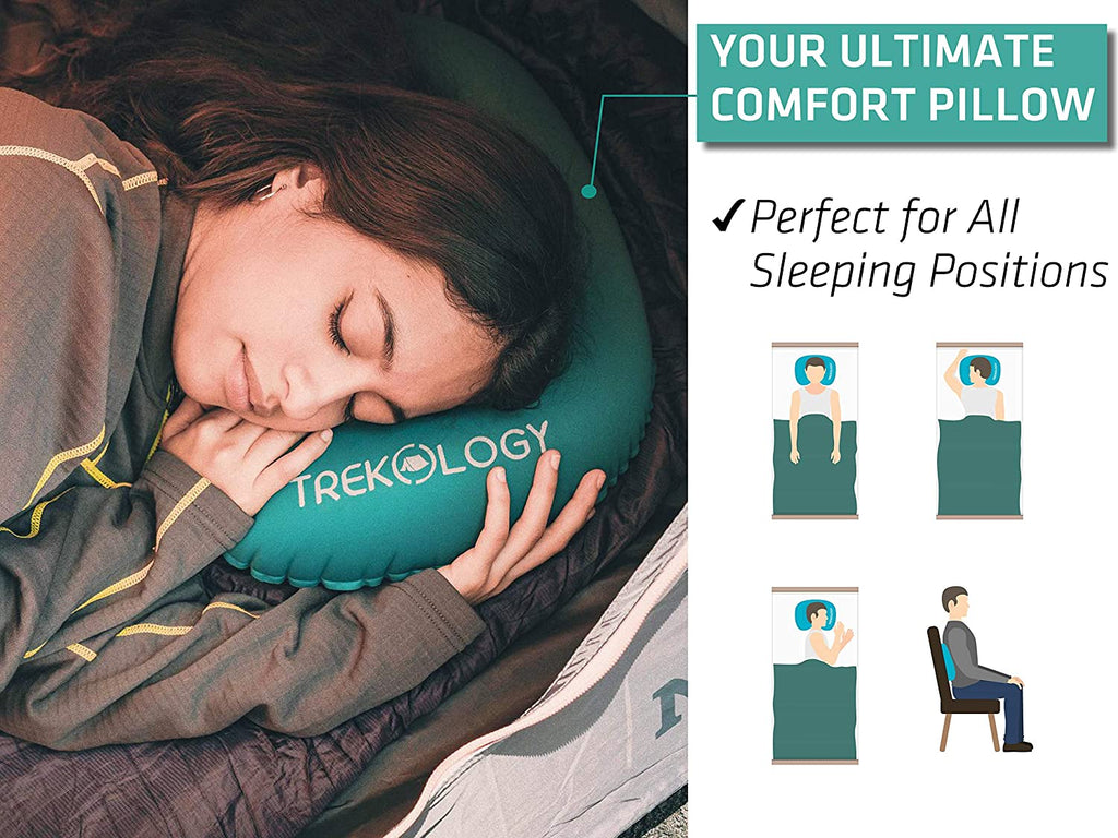Ultralight Inflatable Camping Travel Pillow - ALUFT 2.0 Compressible, Compact, Comfortable, Ergonomic Inflating Pillows for Neck & Lumbar Support While Camp, Hiking, Backpacking