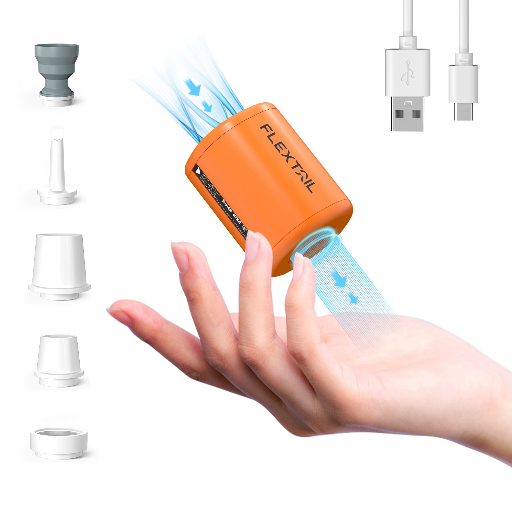 FLEXTAIL TINY PUMP 2 / 2X - 4Kpa Electric Air Pump, Portable Camping Pump for Air Beds Sleeping Pads Pool Floats Vacuum Bags