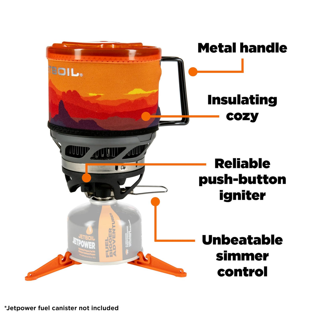 Jetboil Minimo Portable Stove Sunset Cooking System for Camping and Backpacking