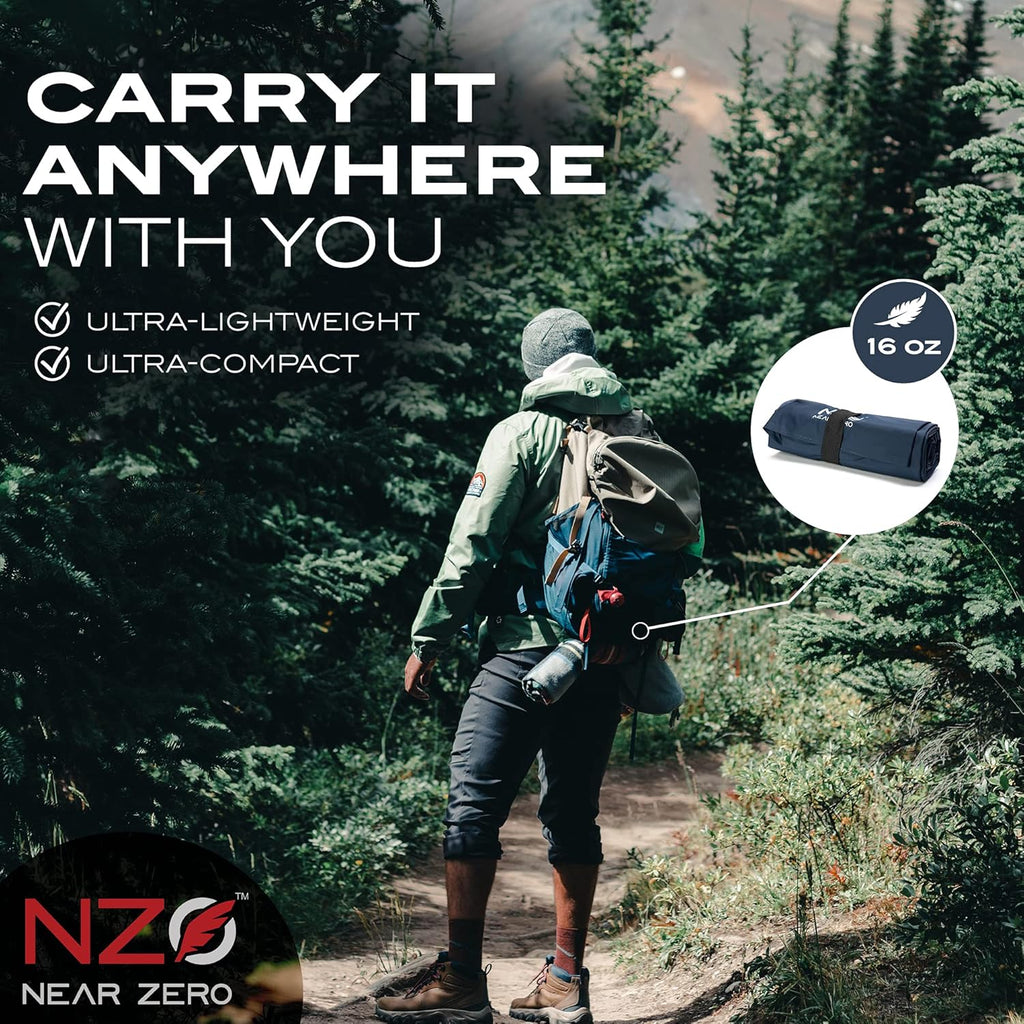 Ultralight Inflatable Sleeping Pad – Compact 14.5 Oz Air Pad 2" Thick, Quick Inflate with 11 Breaths, Durable Rip-Resistant Nylon – Ideal for Backpacking & Warm Weather, Blue