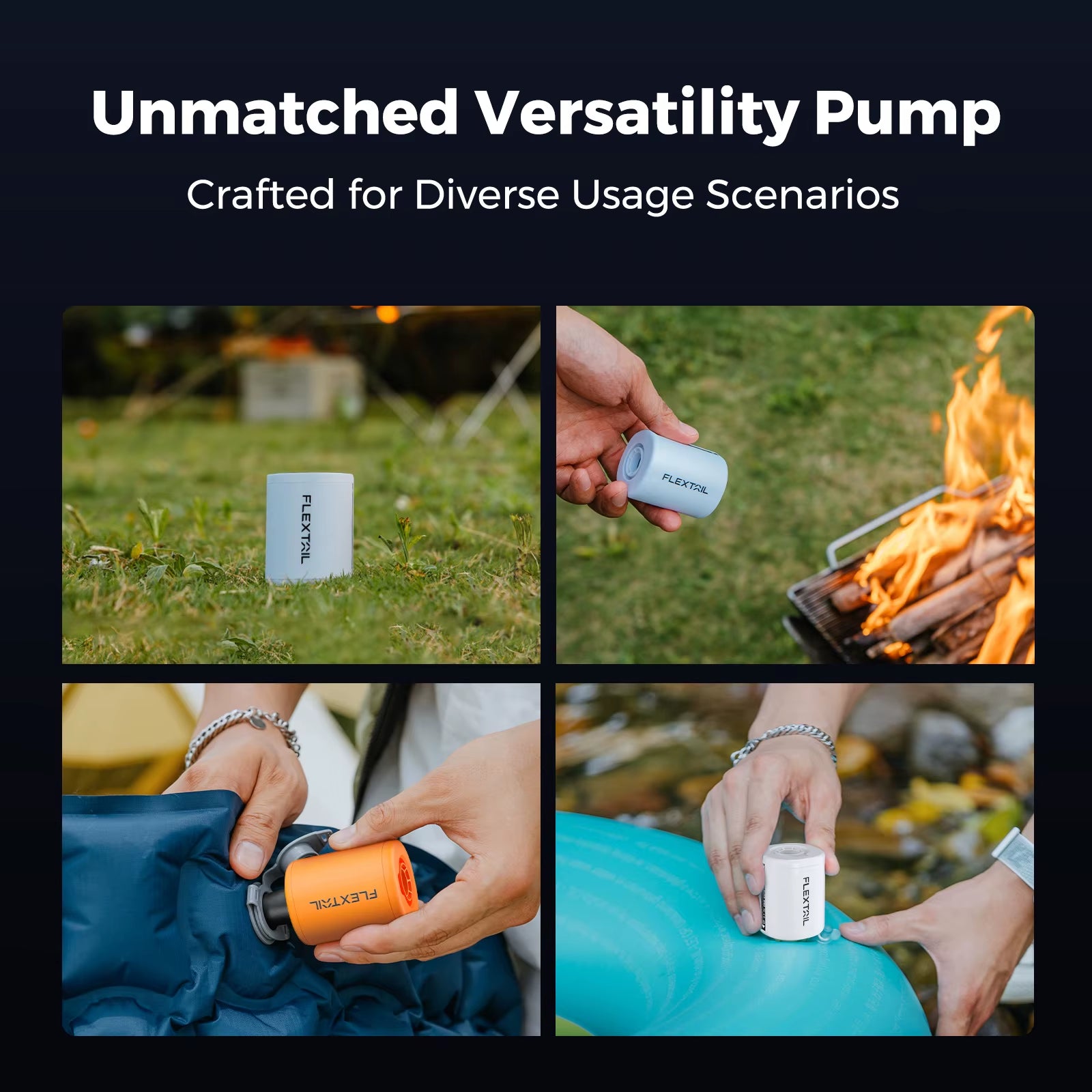 FLEXTAIL TINY PUMP 2 / 2X - 4Kpa Electric Air Pump, Portable Camping Pump for Air Beds Sleeping Pads Pool Floats Vacuum Bags