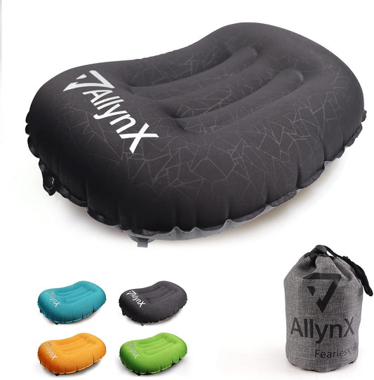 Camping Pillow, Ultralight Inflatable Compact Pillow for Neck & Lumbar Support While Camp, Backpacking, Graphite Black…