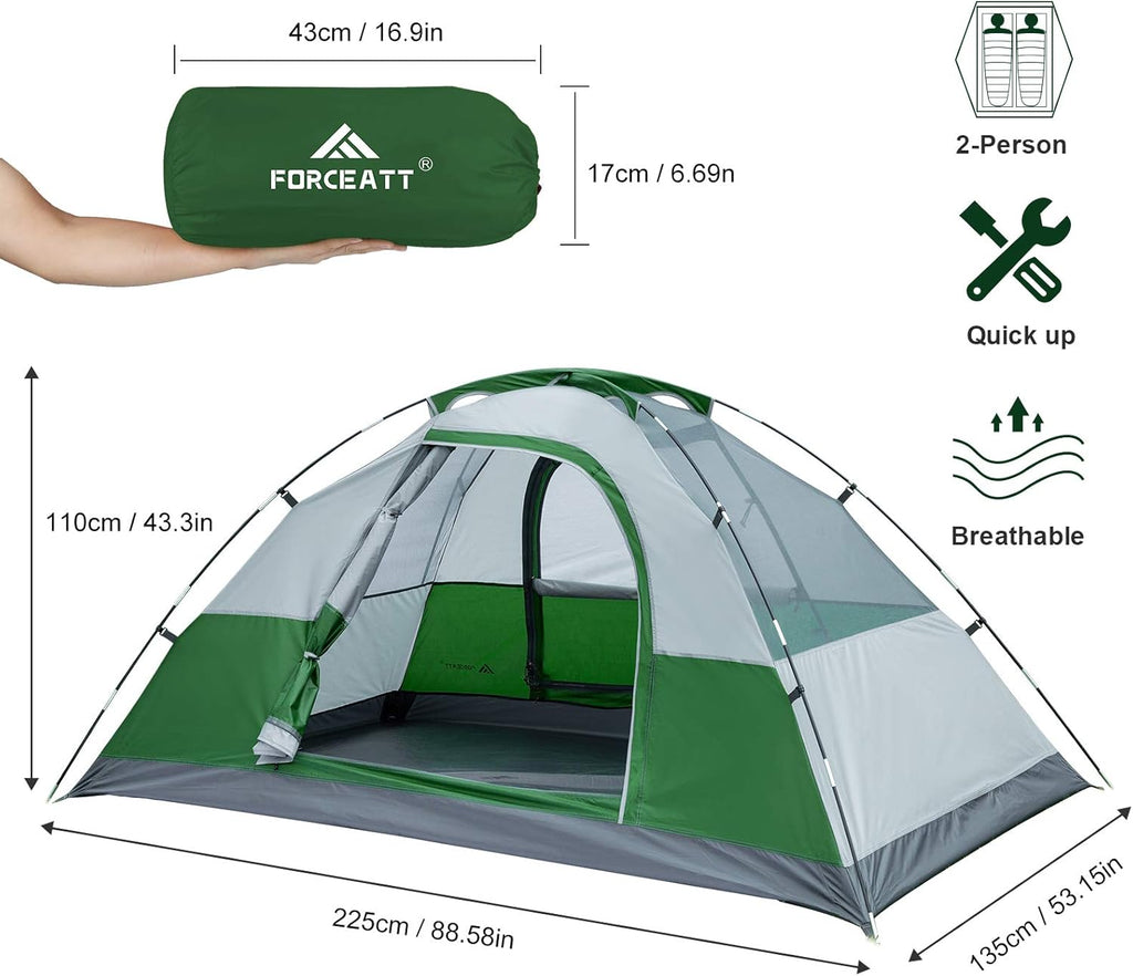 Tent for 1-2 Person Pu3000Mm Water Resistance Camping Tent Lightweight Tent with Vestibule Suitable for Camping Hiking Scout Easy Setup