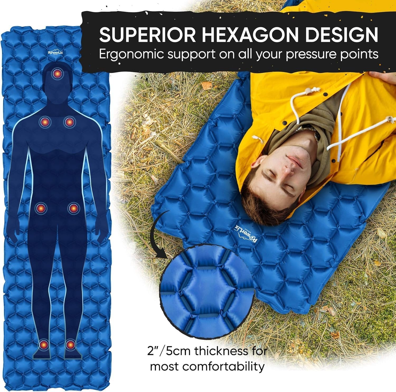 Camping Sleeping Pad - Ultralight Inflatable Camping Mattress Sleeping Mat for Backpacking, Hiking, Compact Lightweight Sleeping Pad for Camping, Inflation Bag/Repair Kit Included