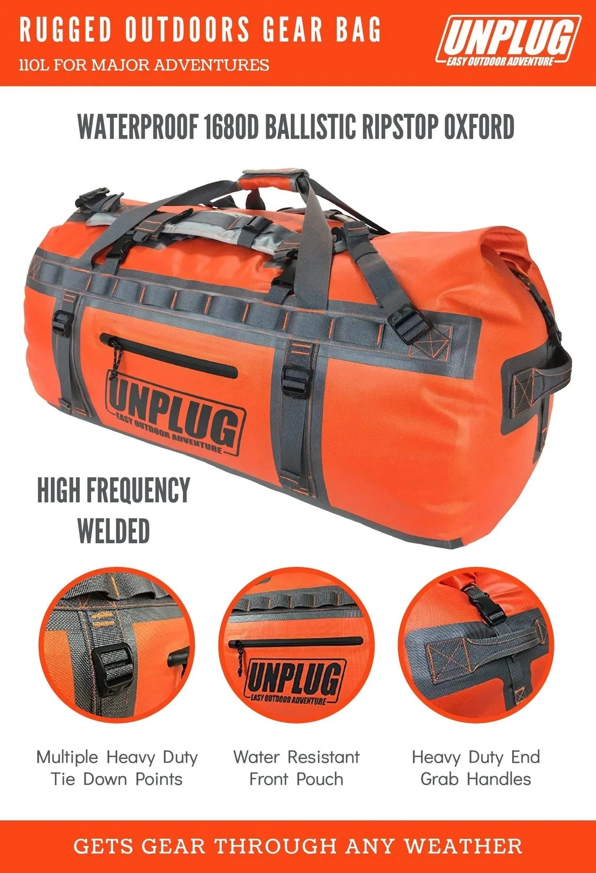 110L Ultimate Waterproof Adventure Duffel Bag