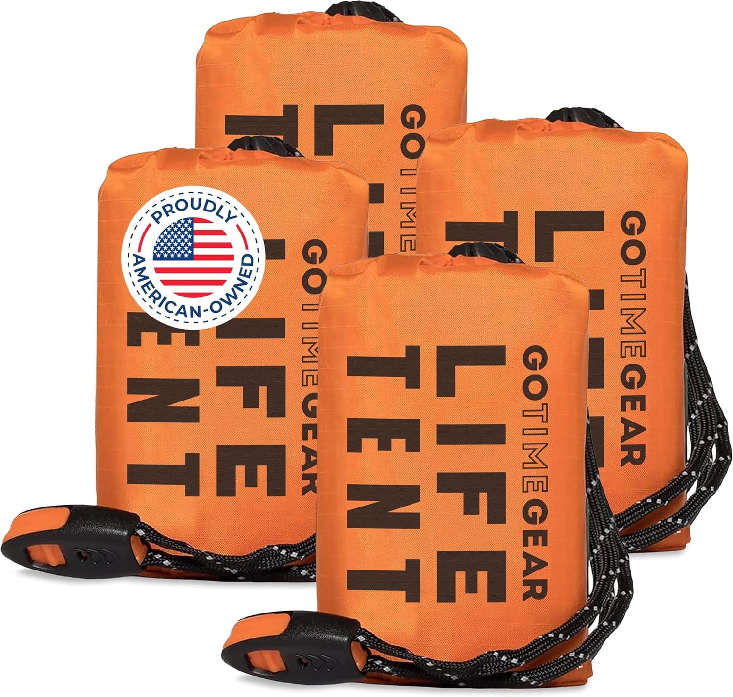 Survival Life Tent • 2 Person Mylar Emergency Shelter Tube Tent + Paracord • All-Weather Protection for Camping, Hiking, & Survival Kits • Includes Emergency Whistle